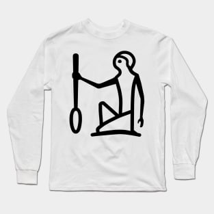 Egyptian Hieroglyphs Seated Man Holding Oar Long Sleeve T-Shirt